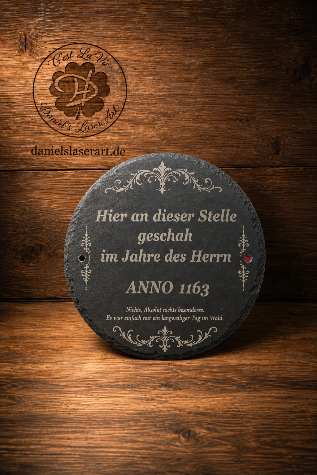 Individuell gravierte Schieferplatte mit Spruch